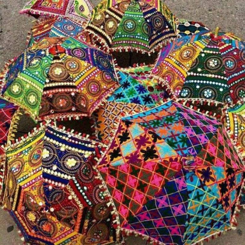 Traditional And Colorful Design low price Umbrella Rajasthani Bagru Printed Parasol Outdoor Garden Umbrella decoration Umbrella