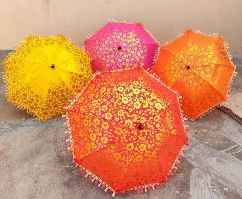 Handmade ethnic Garden Umbrella Designer Cotton sun parasol Indian decorative gift rajasthani antique work colorful umbrella