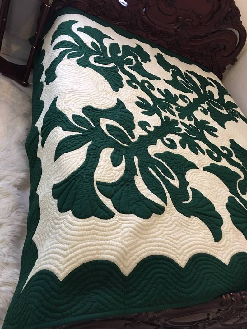 Hand Block Printed Cotton Hawaiian Quilt Boho Blanket Polynesian Bed Cover Set Quilts for Beds Factory Supply Price Summer Ac