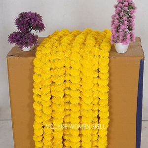 Wholesale Artificial Marigold Flower Garlands Vine Wedding Indian Event Decoration Artificial Flowers Strings Mehndi Decorations