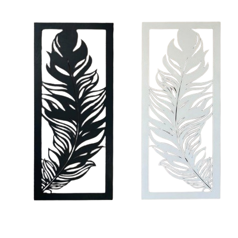 Modern Luxury Wall Art Large Metal Wall Nature Art Black Metallic Leaf Frame Wall Hanging Decor for Living Room