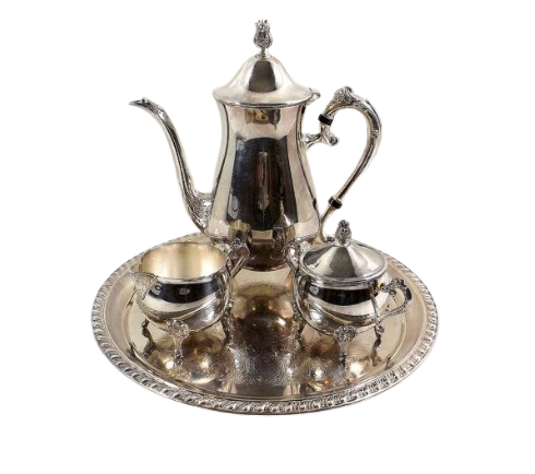 New European Style Tea Set Afternoon Tea Set Royal Style Elegant Metal Stainless Steel Tea Set