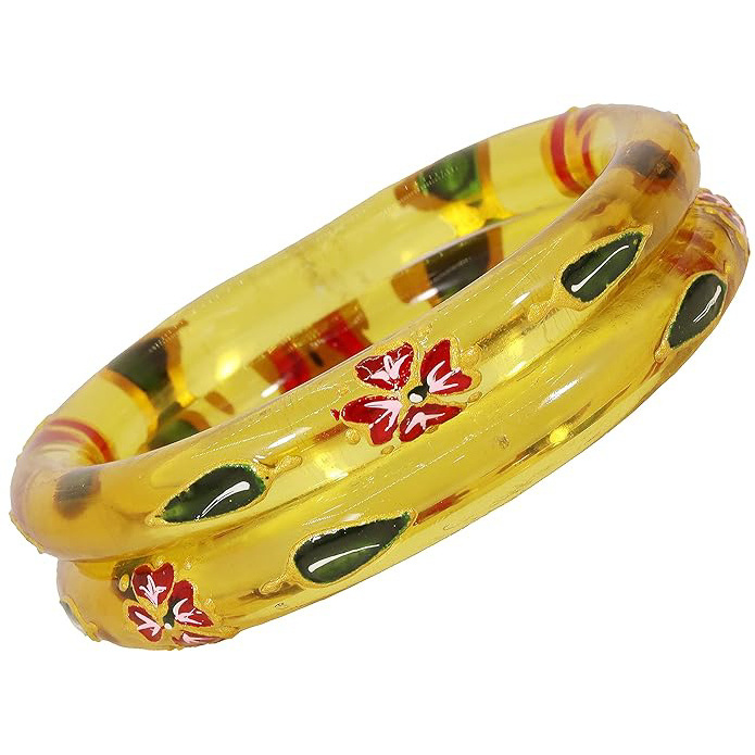 Super Sell 2023 Glass with Flowers and Leaf Printed Sleek Design Kada Set For Women and Girls Wearing By Indian Exporters