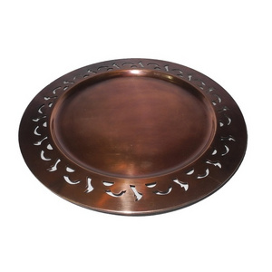 New Style Brass Bronze Color Hammered Under Charger Plate Show Plate For Dinner Table Top From India