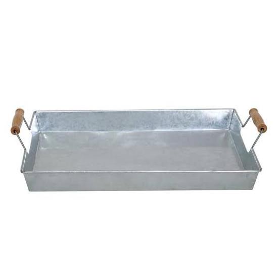 Blessed trays set metal tray with wooden handle Galvanized Steel metal rectangular shape serving tray for home