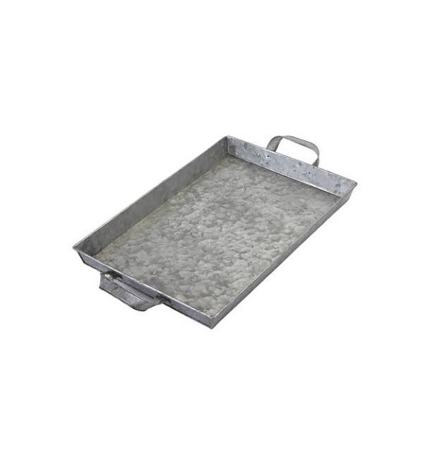 Blessed trays set metal tray with wooden handle Galvanized Steel metal rectangular shape serving tray for home