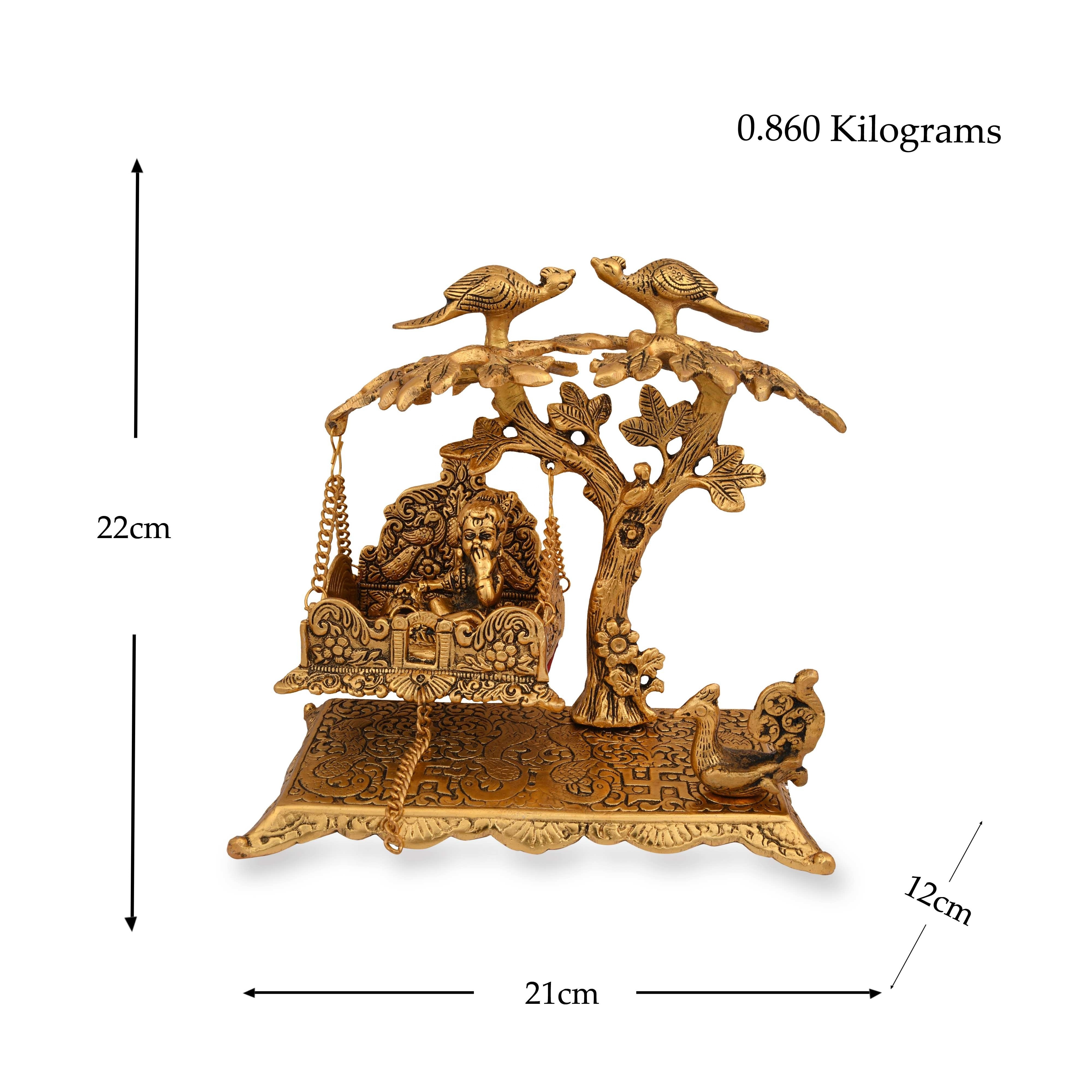 Metal Krishna Swing Jhula Laddu Gopal Jhula for Home Mandir and Office handmade Bal Gopala Jhula