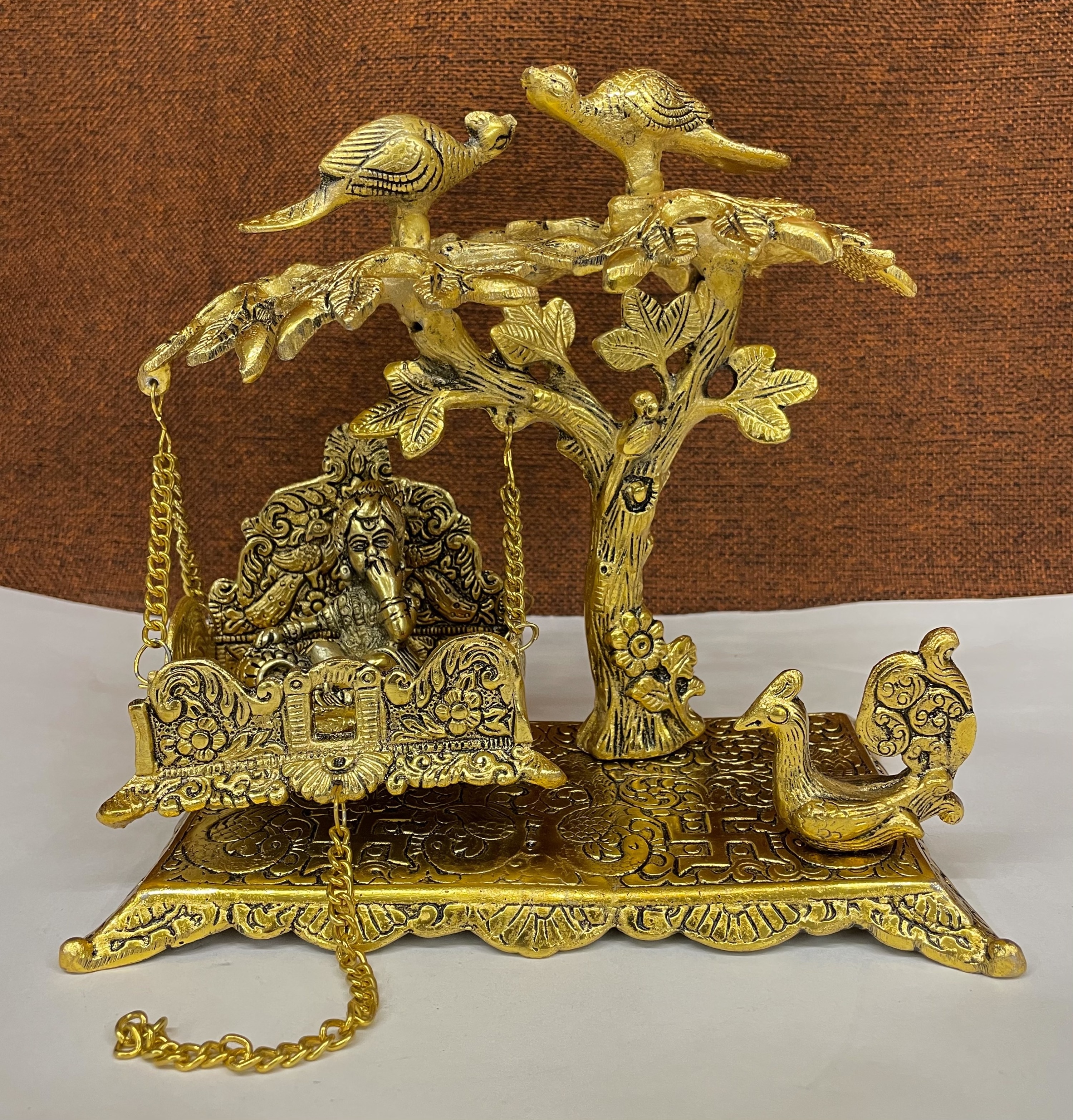 Metal Krishna Swing Jhula Laddu Gopal Jhula for Home Mandir and Office handmade Bal Gopala Jhula