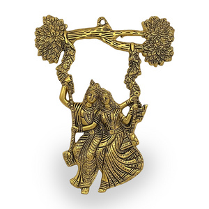 New Arrival Handicraft Brass Metal Gold Plated Radha Krishan Branch Jhoola For Home Decoration And Gifting Wedding Gift Item