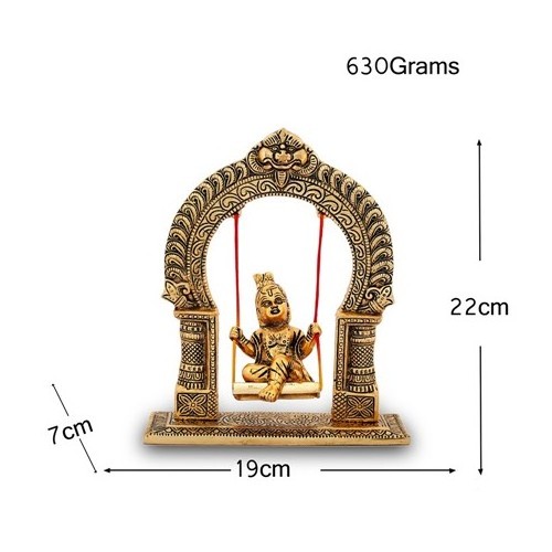 High quality Handmade Gold Plated Bal Krishna Jhoola For Temple Decor And Home Decoration