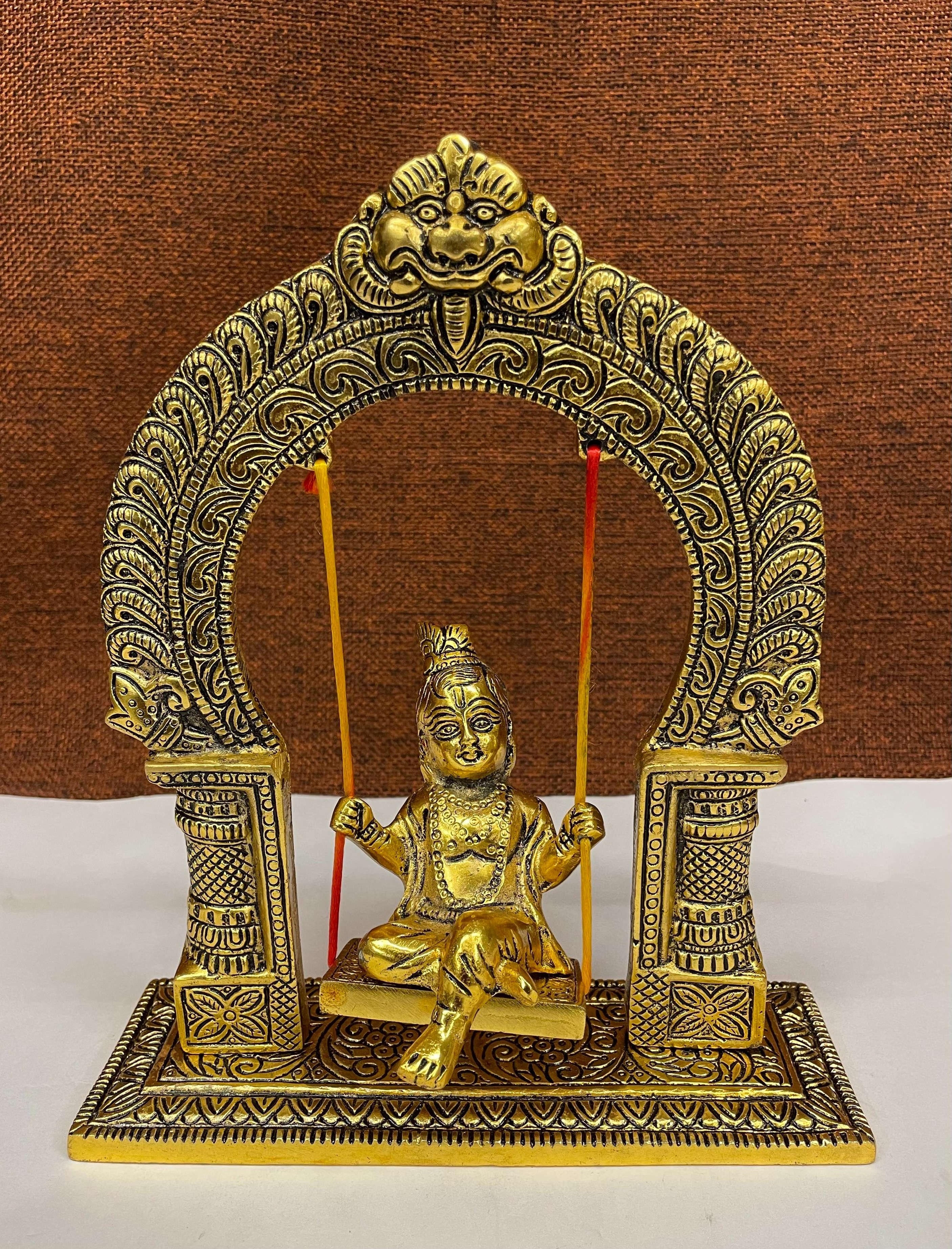 High quality Handmade Gold Plated Bal Krishna Jhoola For Temple Decor And Home Decoration