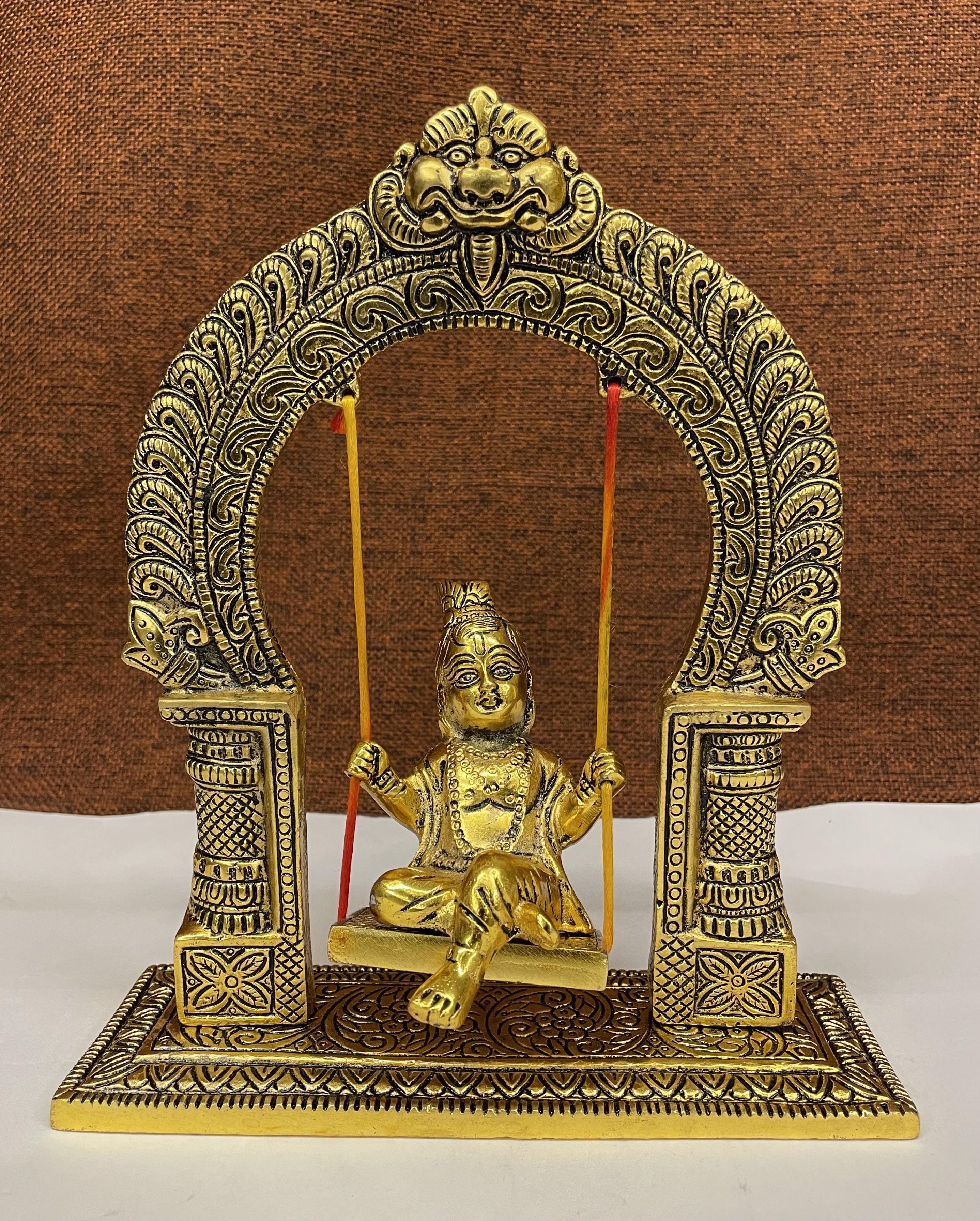 High quality Handmade Gold Plated Bal Krishna Jhoola For Temple Decor And Home Decoration