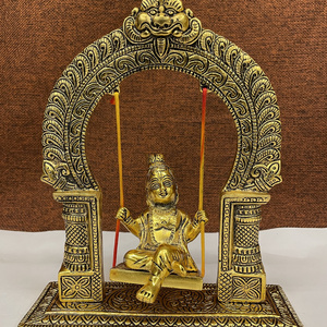 High quality Handmade Gold Plated Bal Krishna Jhoola For Temple Decor And Home Decoration