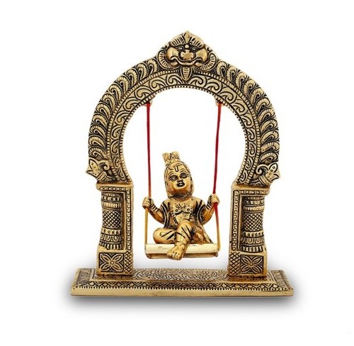 High quality Handmade Gold Plated Bal Krishna Jhoola For Temple Decor And Home Decoration