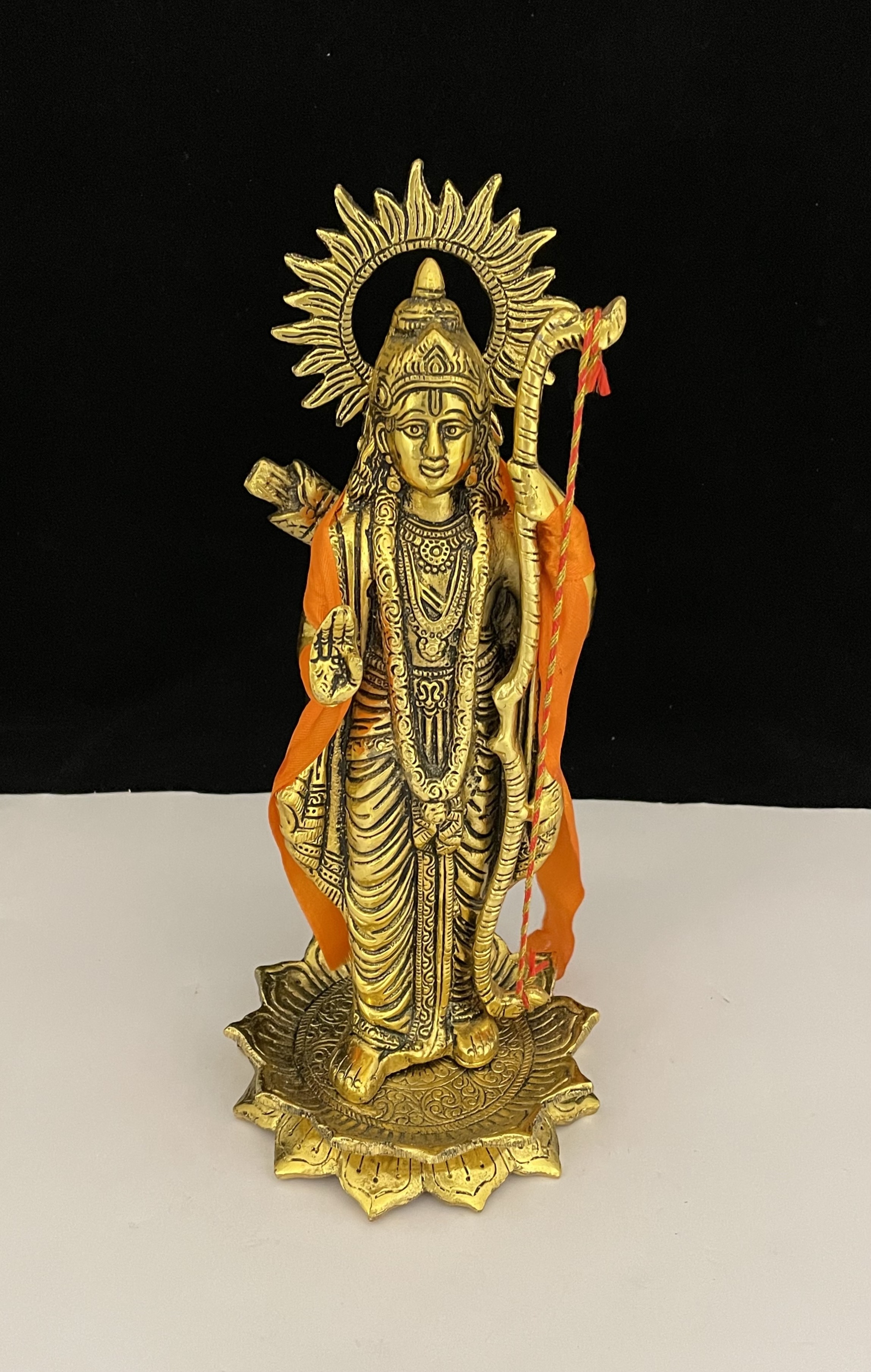 Handcrafted Brass Metal Gold Plated Standing Ram Statue Regular Gift Item Statue For Home Decoration And Gifting