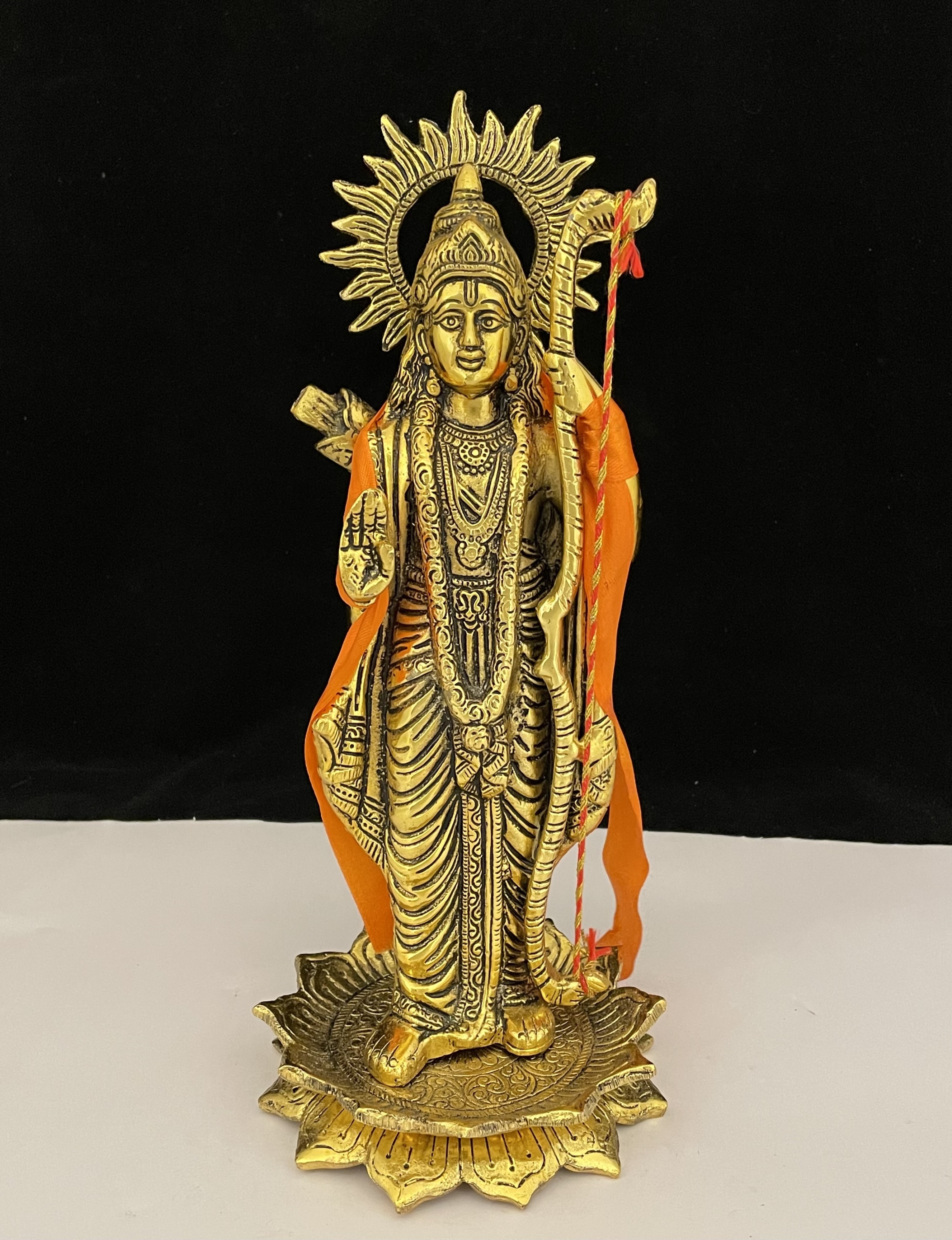 Handcrafted Brass Metal Gold Plated Standing Ram Statue Regular Gift Item Statue For Home Decoration And Gifting