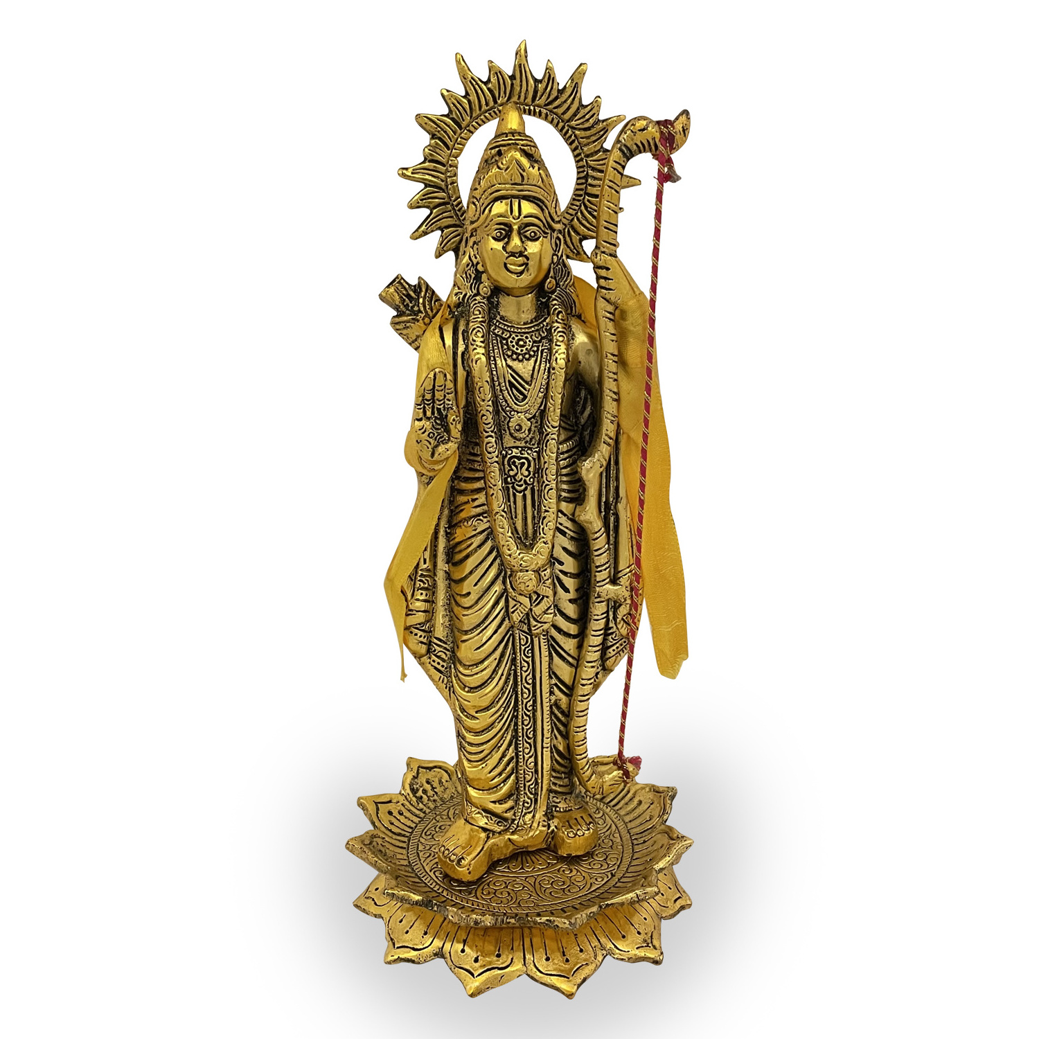 Handcrafted Brass Metal Gold Plated Standing Ram Statue Regular Gift Item Statue For Home Decoration And Gifting