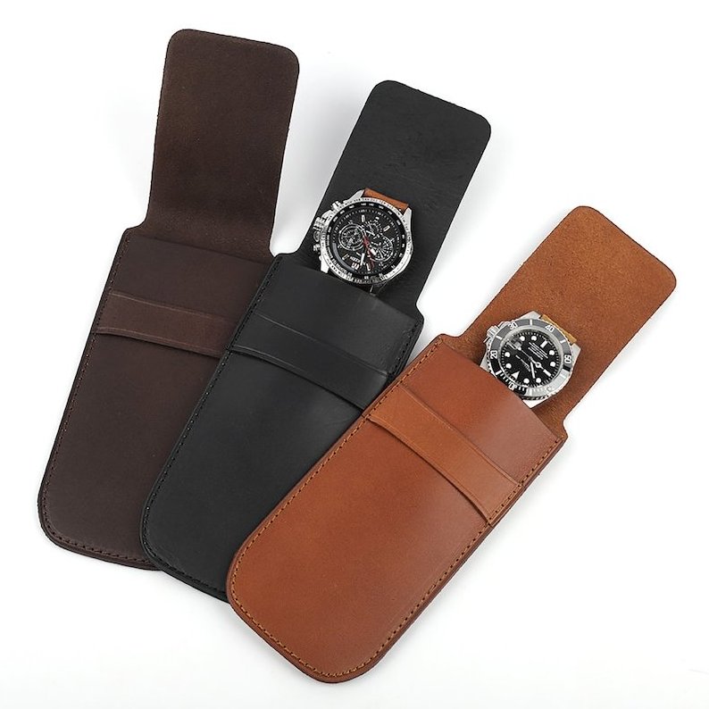 genuine leather watch roll case luxury travel watch roll 5 slots personalized men's gift bag travel watch roll cover bag