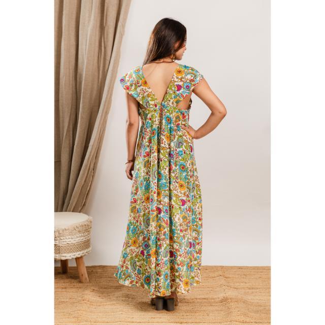 Good Price Women Boho Chic Maxi Dresses Summer Holiday Printed Long Dress handmade bulk product flower fashion vacaylook