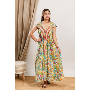 Good Price Women Boho Chic Maxi Dresses Summer Holiday Printed Long Dress handmade bulk product flower fashion vacaylook