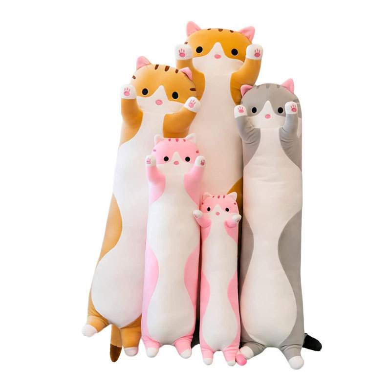 Big Sizes stuffed animal toys Cute Cat Plushie Sofa Cushion home decoration Soft Long body cat shape hugging plush pillows