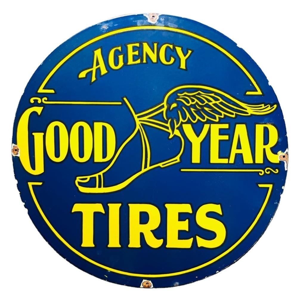 Vintage Style GOOD YEAR TIRES Advertising Custom Metal Enamel Porcelain Signs