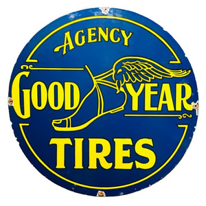 Vintage Style GOOD YEAR TIRES Advertising Custom Metal Enamel Porcelain Signs