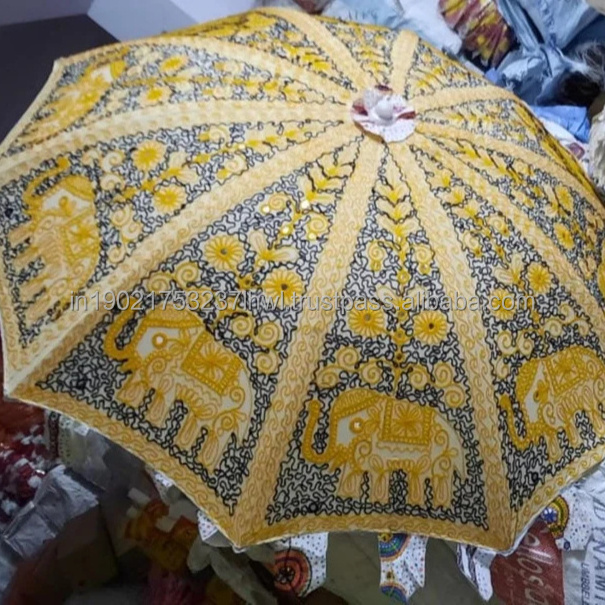 New Design Antique Mugal Embroidery Patio Parasols Beautiful Unique Design Indian Outdoor Decor Umbrella