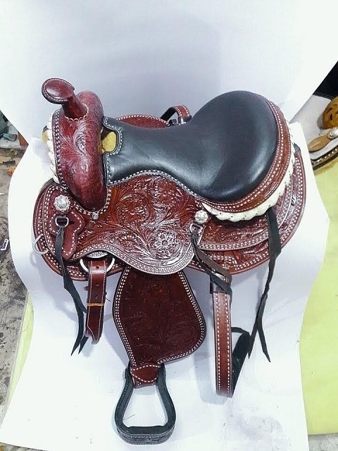 HORSE WESTERN SHOW SYNTHETIC RACING TRAIL SMART  SADDLE DOUBLE REINFORCED FIBERGLASS