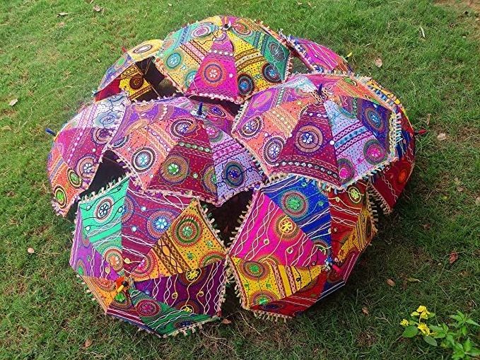 Handmade Embroidery Work Indian Umbrella For Wedding Decoration Hanging Indian Wedding Umbrella Handmade Umbrella Decorations Vi