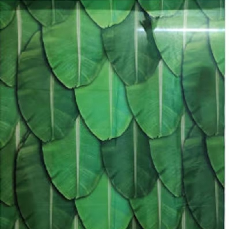 Digital Printed Banana Leaf Curtain Backdrop Decoration with Small Yellow Flower Hangings for Pooja Housewarming and Wedding