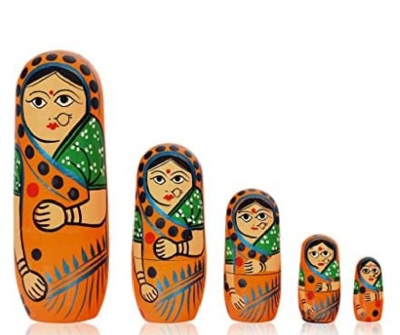 Showpiece Wooden Doll Miniature Set  Rajasthani Art Wooden Statue Indian Handicraft Statue