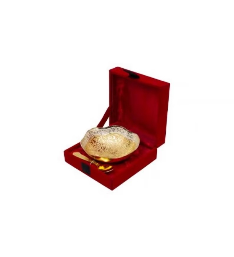 High Quality Handcrafted German Silver Gold Bowl A Timeless Gift for Any Occasion Red Velvet Box Anniversary Gift Bowl