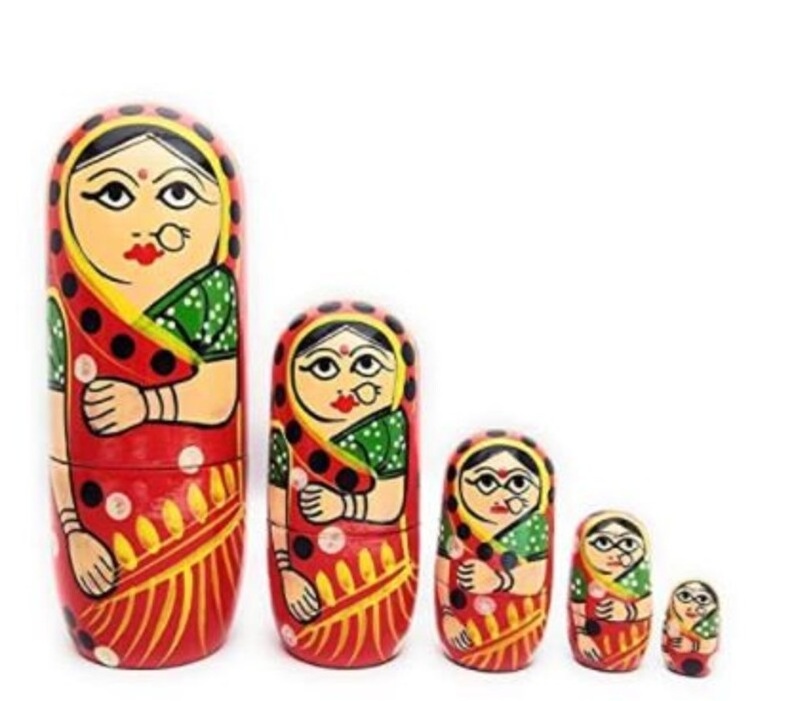 Showpiece Wooden Doll Miniature Set  Rajasthani Art Wooden Statue Indian Handicraft Statue