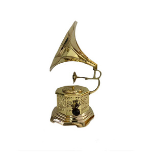 Tabletop Metal Vintage Home Decoration Modern Office Farmhouse Living Room Bed Room Golden Gramophone Handmade For Hotel Caffey