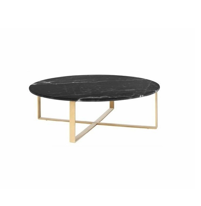 Top Dining Table Hospitality Furniture For Sale Modern Shiny Gold Plated Legs Round Shape With Marble Top Handcrafted Show Piece