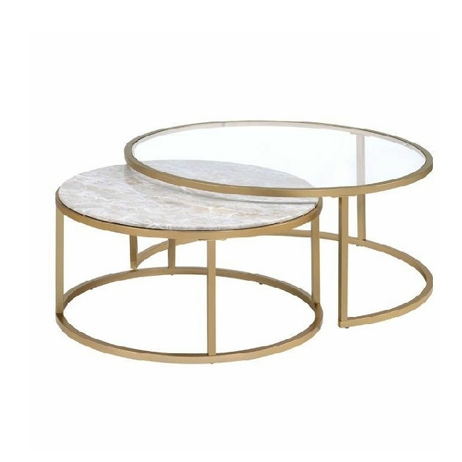 Top Dining Table Hospitality Furniture For Sale Modern Shiny Gold Plated Legs Round Shape With Marble Top Handcrafted Show Piece