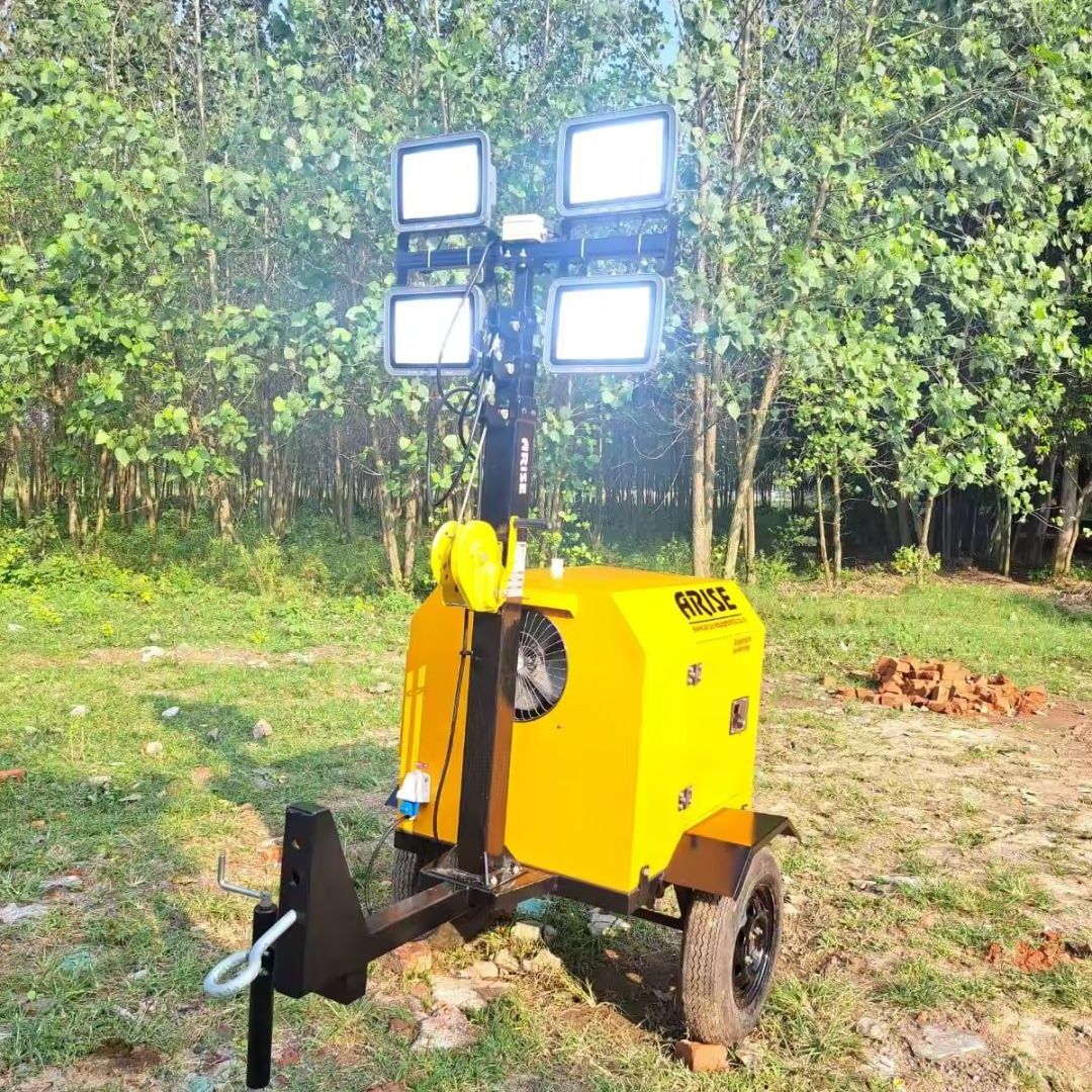 Efficient 3 kVA Mobile Light Tower Generators with 5-Meter Reach Compact and Portable Illumination for Any Job Site