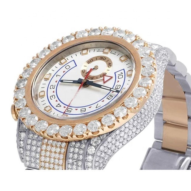 2023 hip hop top brand luxury iced out watch 18k gold plated vvs moissanite diamond watch moissanite watch for men