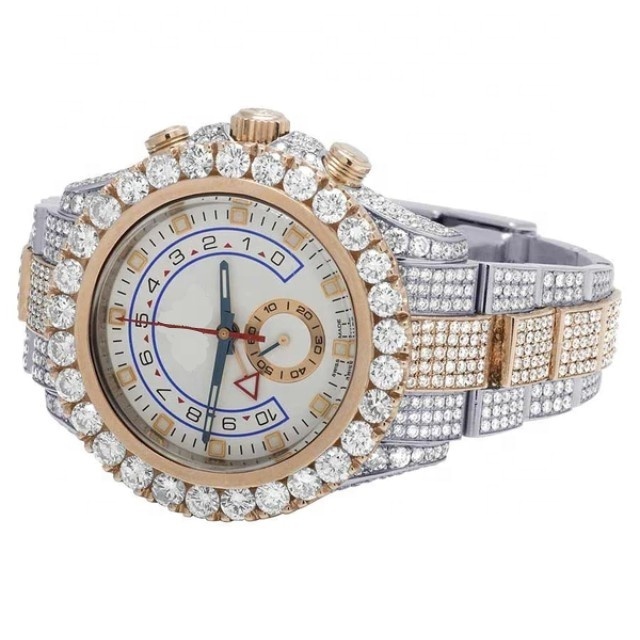 2023 hip hop top brand luxury iced out watch 18k gold plated vvs moissanite diamond watch moissanite watch for men