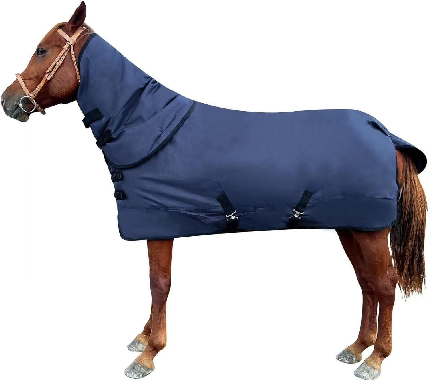 Waterproof Horse Turnout Blanket Heavy 1200D Ripstop Horse Winter Blanket Sheet 400g Fill with Detachable Neck Cover