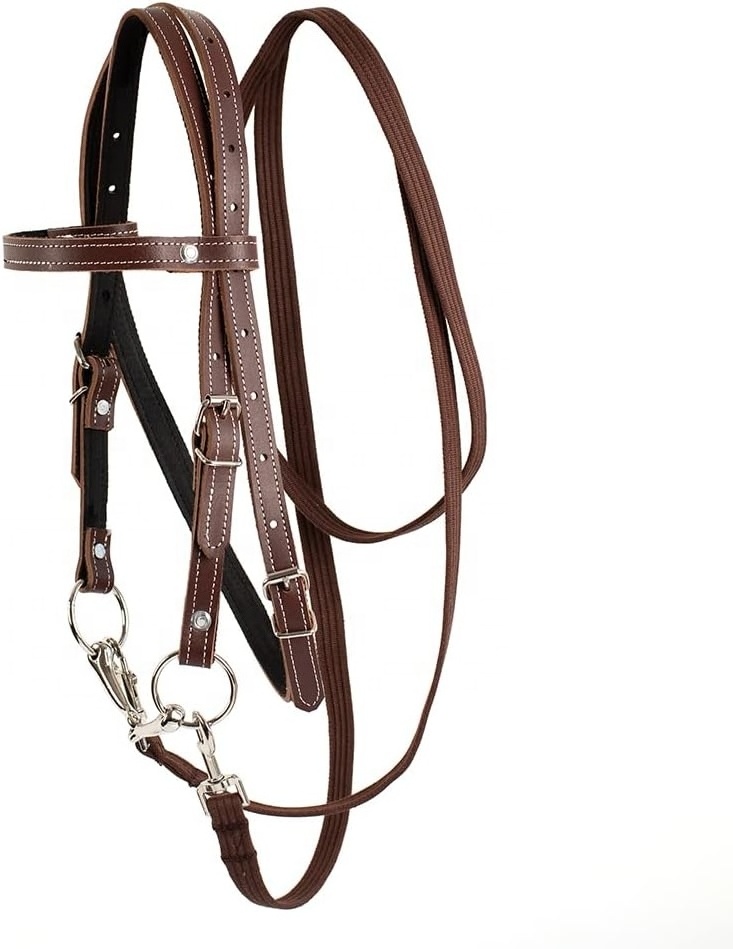 Leather Horse Bridle, Adjustable Western Brow band Bridles for Horses with Bits and Detachable Reins (S (Below 1.2 Meters), Red)