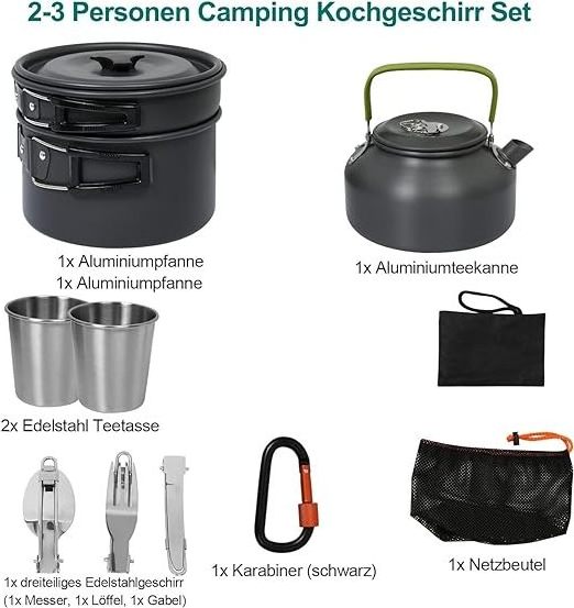 10 Piece Camping Cooking Set Cookware Mess Kit Outdoor Utensils Portable Trekking Cooking Accessories for Camping