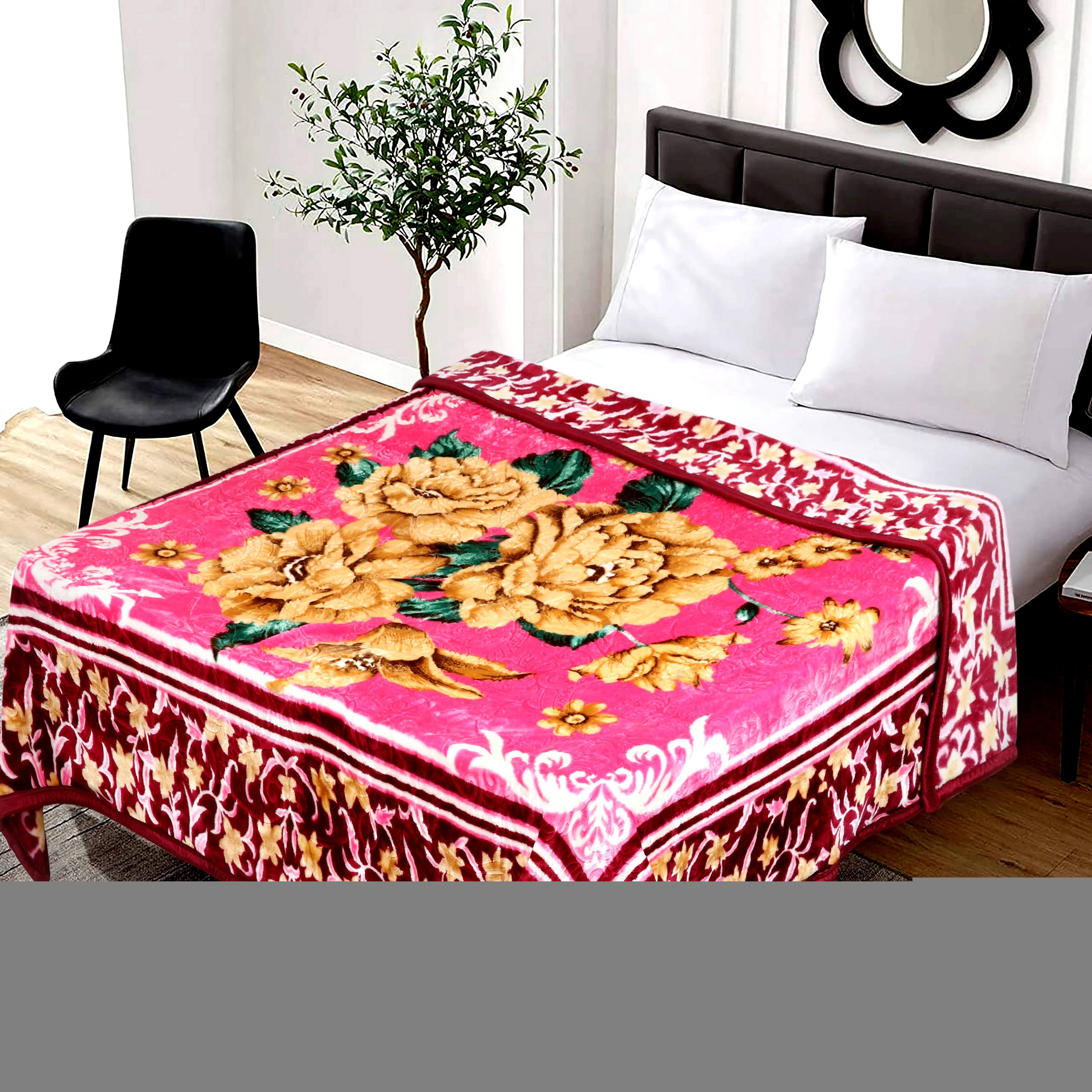 new  trending design of mink blankets printed embossed non embossed 2 ply double bed Raschel mink blankets for winter