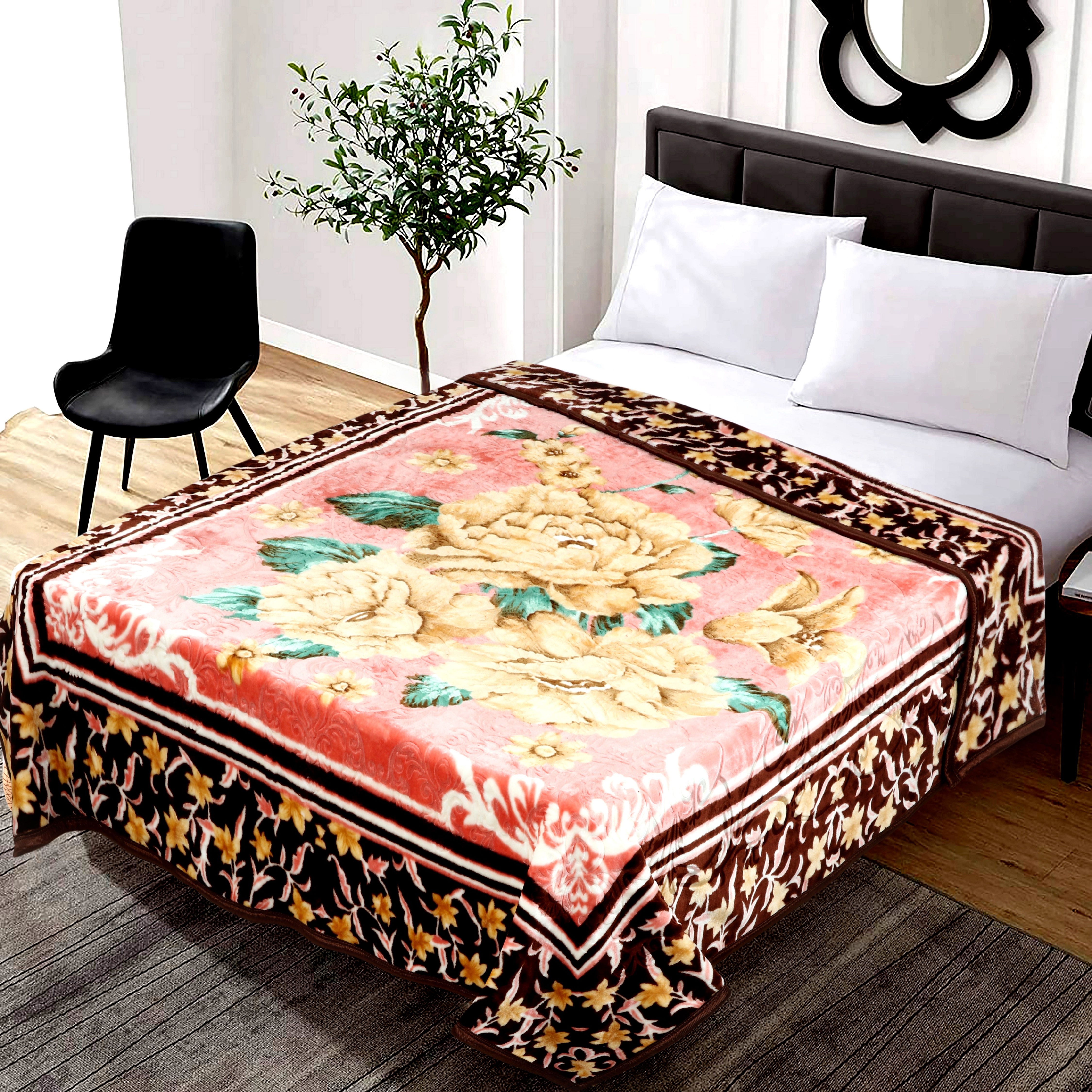 new  trending design of mink blankets printed embossed non embossed 2 ply double bed Raschel mink blankets for winter