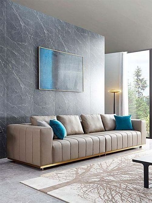 Light luxury modern leather and fabric living room modern sofa