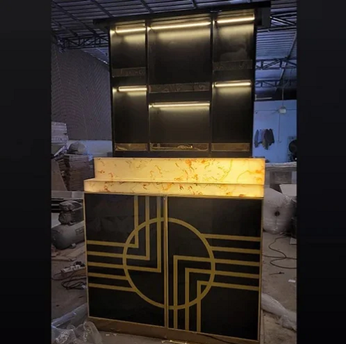 Hydraulic Bar Counter with customization options available Custom Co rian Translucent Onyx Marble Stone illuminated bar luminous