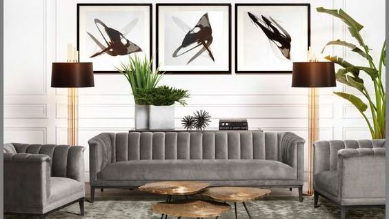 Light luxury modern leather and fabric living room modern sofa