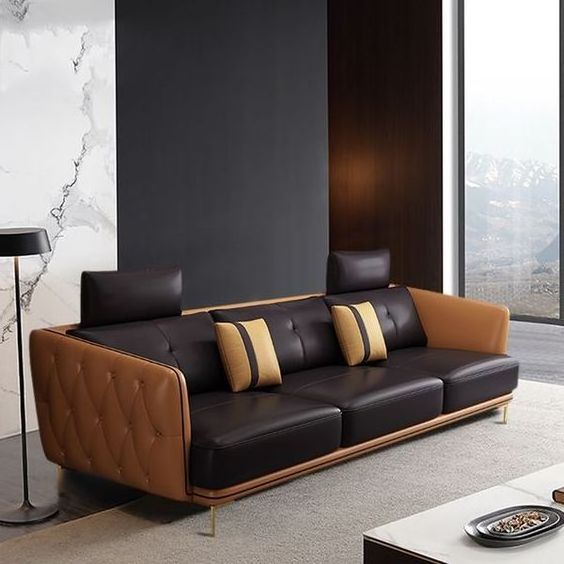 Latest Design Full Leather Luxury Living Room Sofa Furniture Set