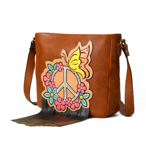 Leather and Hand Painted Decorated with AB Rinse Stones Square Woman Bag Crossbody Camera Bag Lady Bag